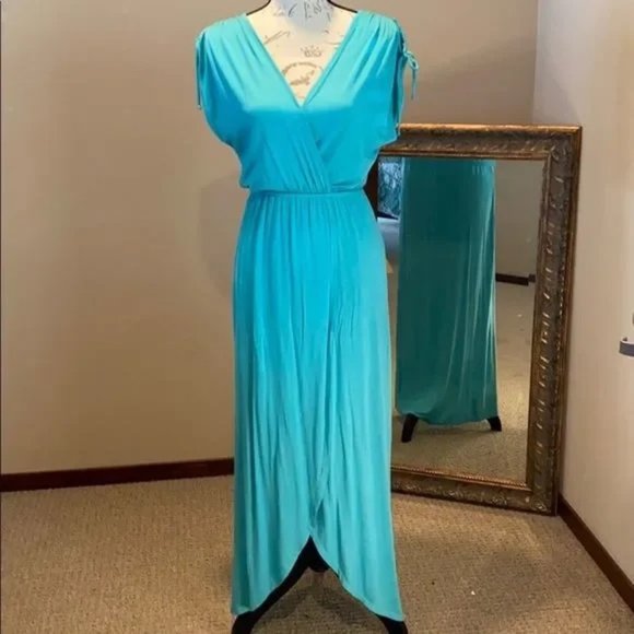 Fraiche Dresses & Skirts - Fraiche by J Turquoise Wrap Maxi Dress